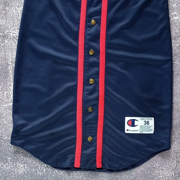 Champion Navy and Red Button-Up Jersey Dress
