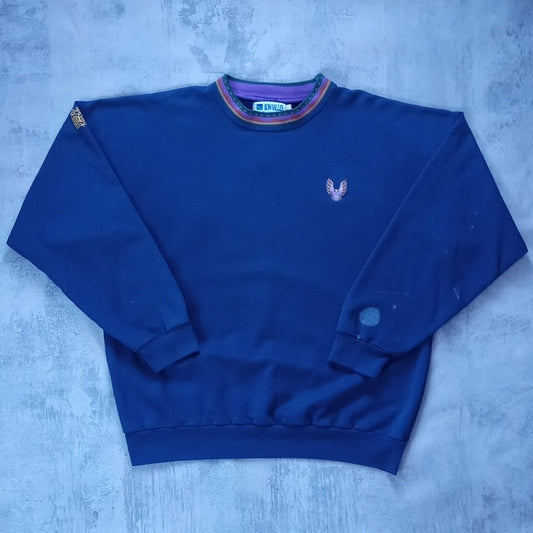 Vintage 90s RBC Funky Pattern Collar Embroidered Eagle Crewneck Sweater