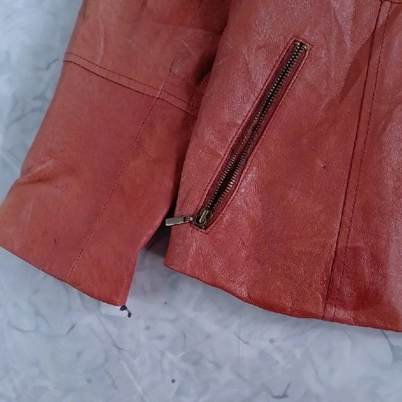 Vintage 90s Faux Fur Trim Leather Jacket