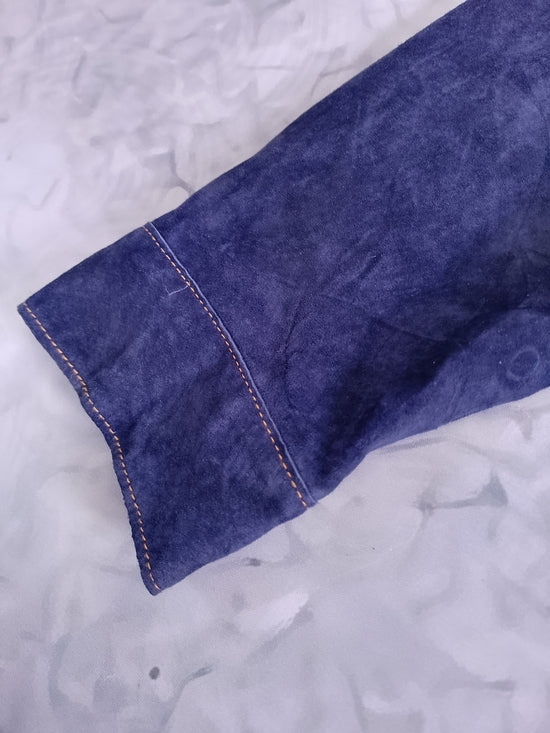 ISAAC MIZRAHI Suede Trucker Jacket in PURPLE
