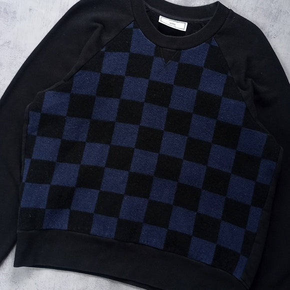 ami Alexandre Mattiussi Checkered Wool Sweater Blue H16J010.20