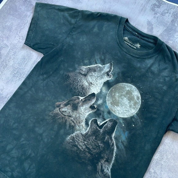 Howling Wolves At Moon the Moutain Tie Dye T-Shirt