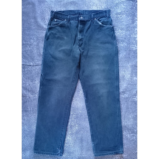 DICKIE BIG BAGGY LIGHT DISTRESSED DENIM JEANS FADED BLACK