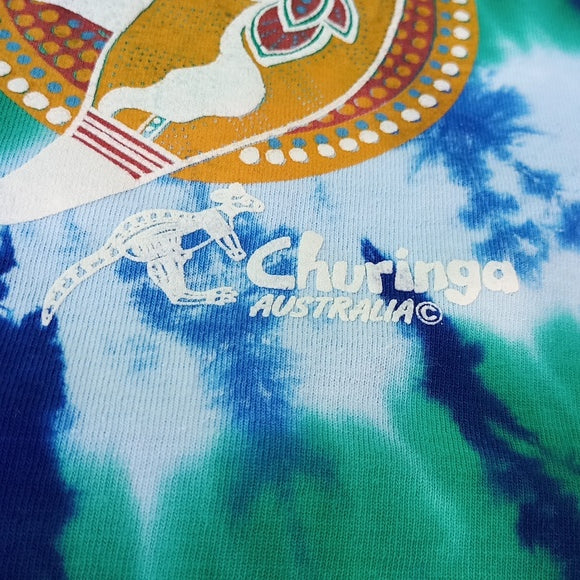 Vintage 90s Churinga Australia Hunter Dreaming Aboriginal Tie Dye Shirt