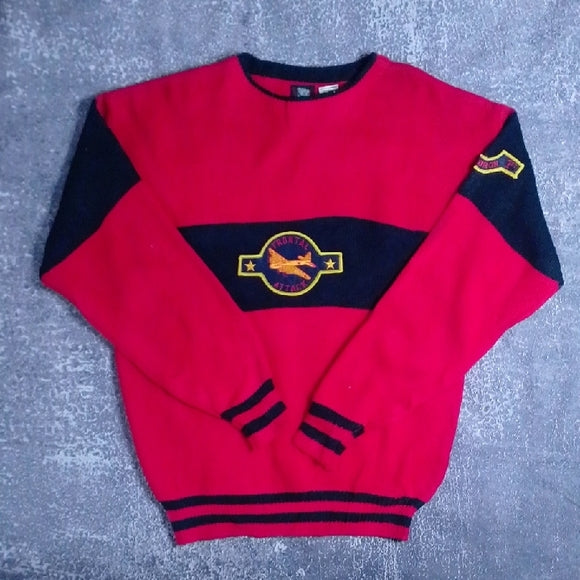 Vintage 90s FRONTAL ATTACK 1ST SQUADRON Patch Sweater