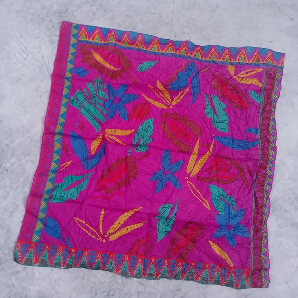 Vintage Liz Claiborne Floral Scarf – Purple Funky Retro Design – 22”