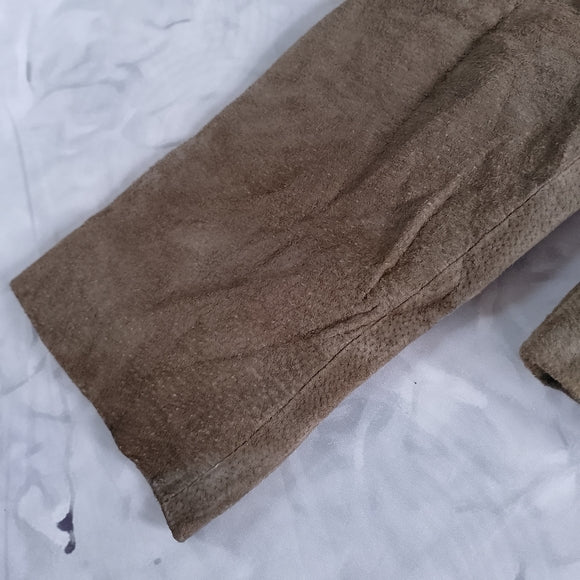 Vintage Green Suede Zip-Front Jacket LEATHER