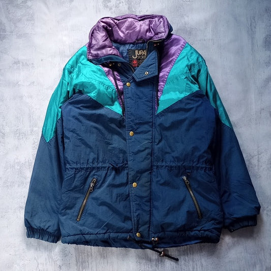 VINTAGE 90s JUPA Sports Color Clock Purple Blue Winter Ski Jacket