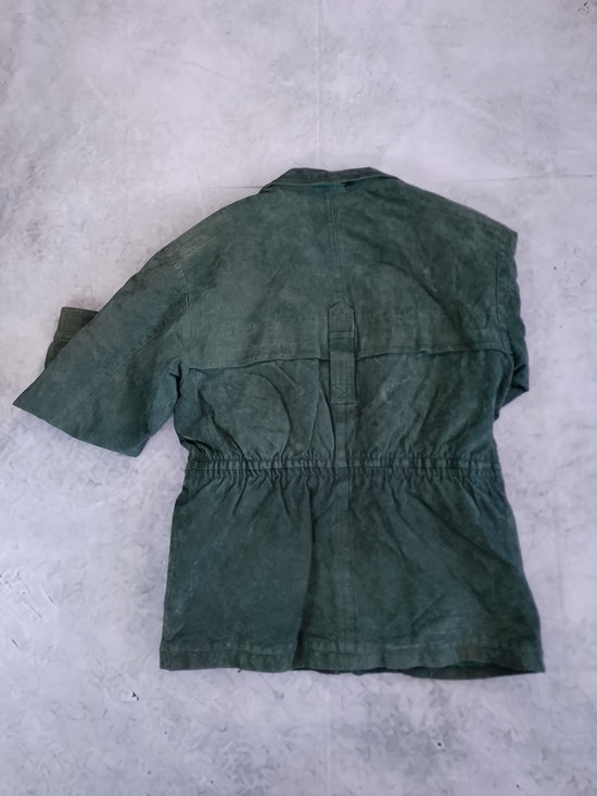 Vintage 90s Men's Suede Field Jacket - Forest Green