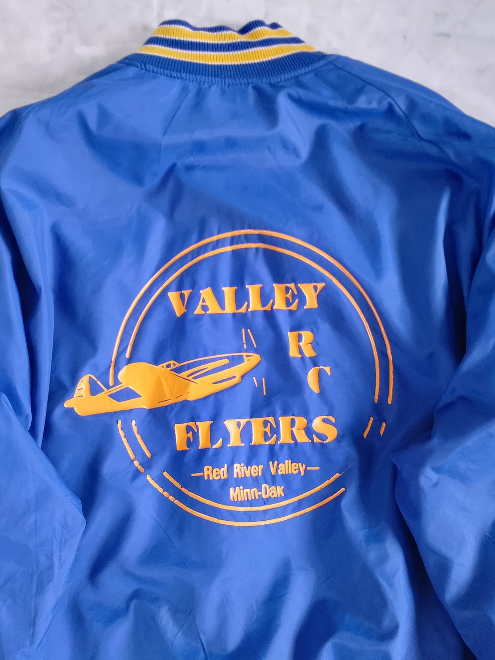 Vintage 90s Red Rivre Valley Flyer Patchwork Bomber Jacket with Yellow Trim