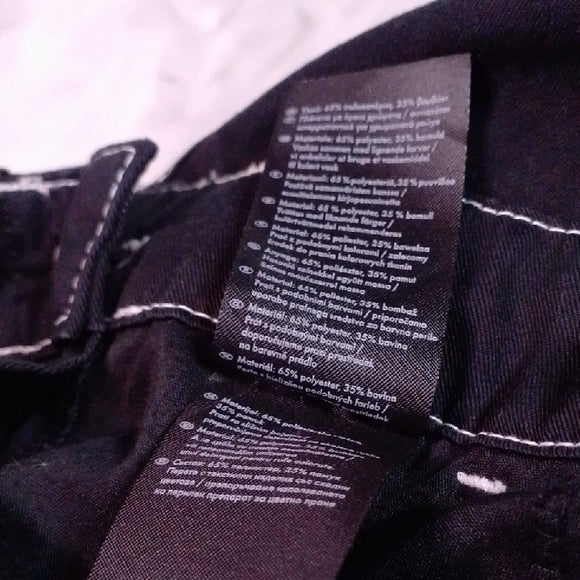 Stylish Modern Black Denim Overalls with White Stitching Workwear