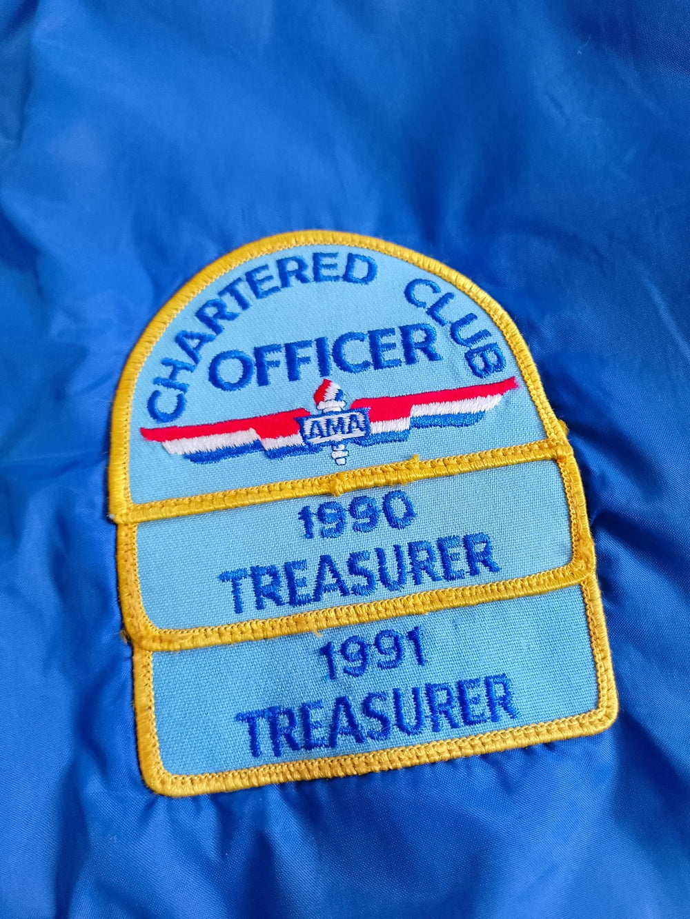 Vintage 90s Red Rivre Valley Flyer Patchwork Bomber Jacket with Yellow Trim