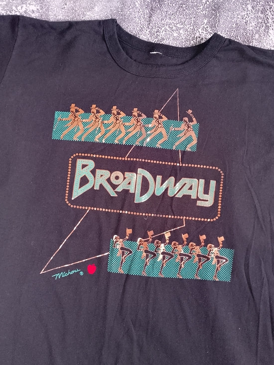 Vintage 90s Broadway Graphic Tee Dancing Design Single Stitch