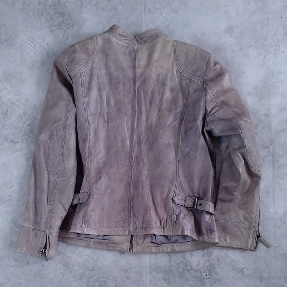 SHEEP NAPPA LEATHER JACKET GREY FAVOURITES YESSICA