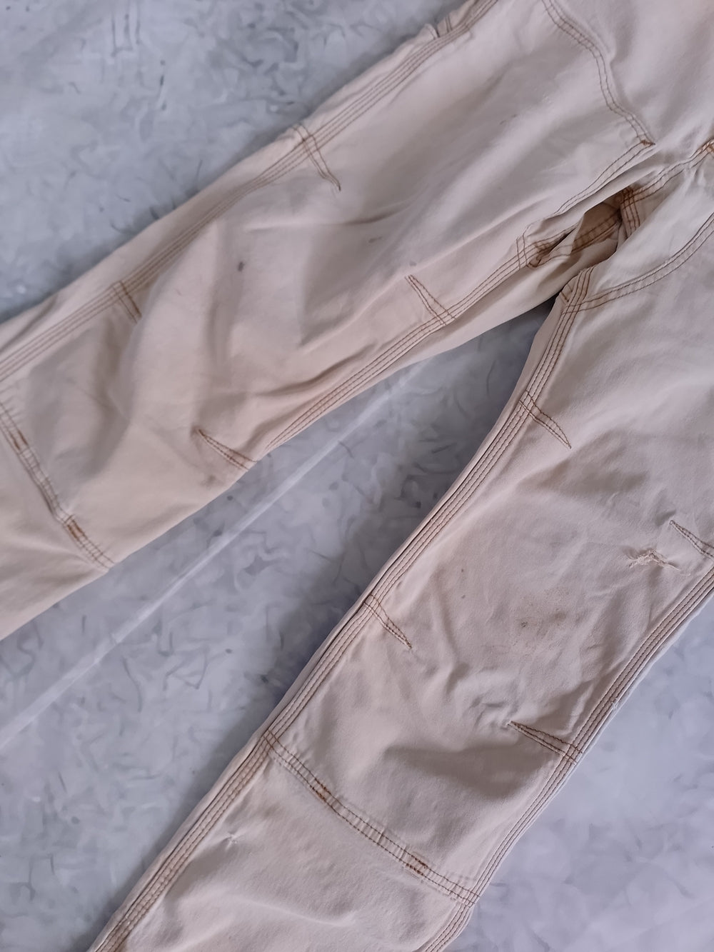 Carhartt Light Beige Utility Work Pants Relaxed Fit DISTRESSED
