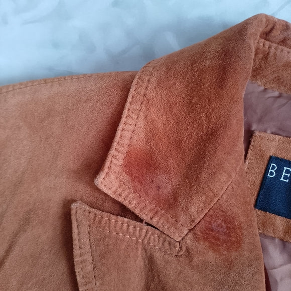 Bernardo Women's Suede Tailored Blazer Jacket in Burnt Orange