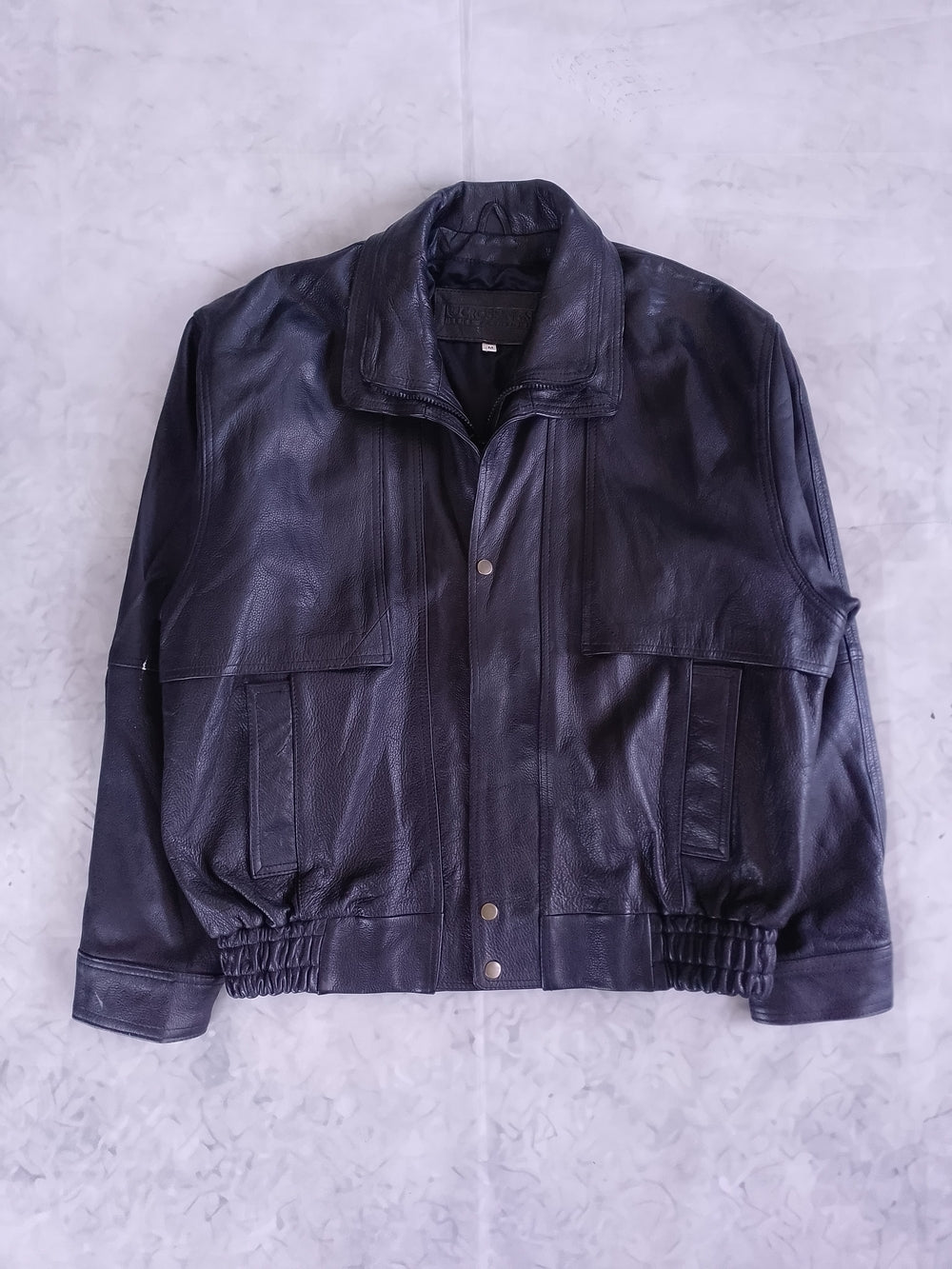 Vintage Men's Black Leather Bomber Jacket