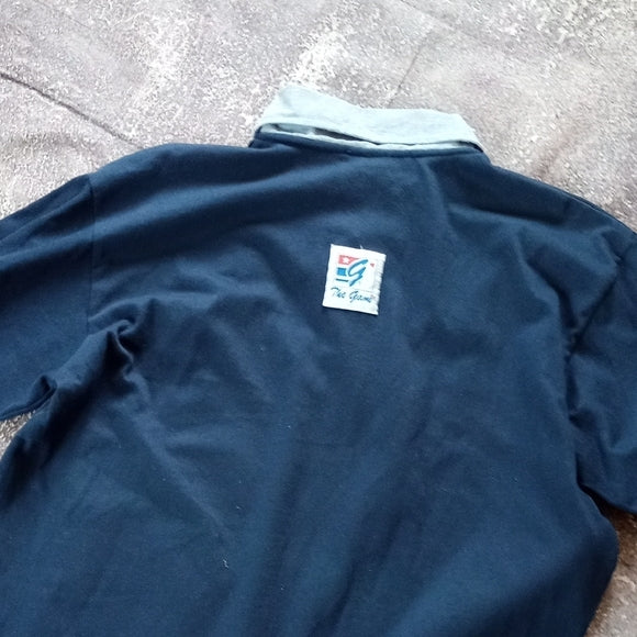 Vintage 90s NFL DALLAS COWBOYS EMBROIDERED Navy Long Sleeve Polo Shirt