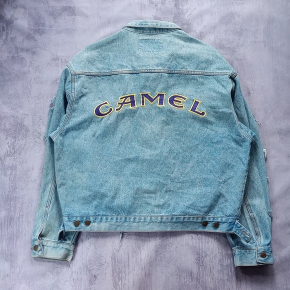 Vintage 1980s Camel Cigarettes Embroidered Denim Jacket