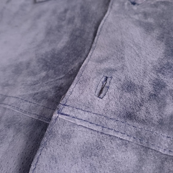 Vintage 90s Men's Blue Suede Button-Up Jacket BEDOYA & SLY