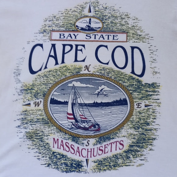 Vintage 90s Bay State Cape Cod Massachusetts Graphic Single Stitch T-Shirt