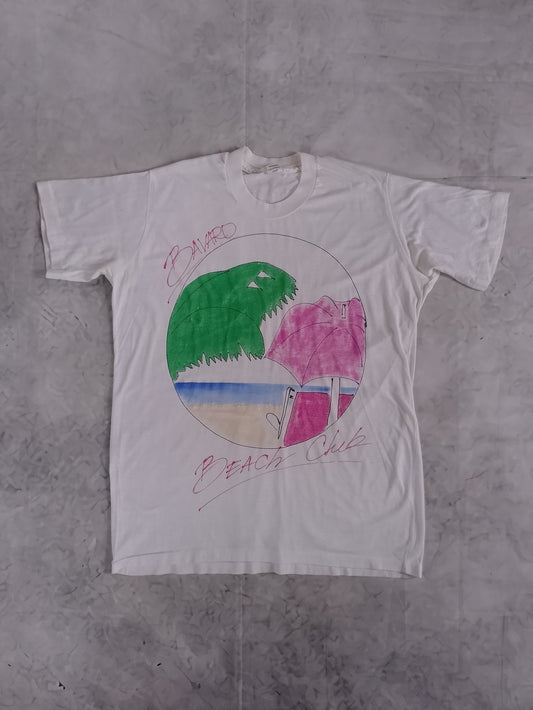 Vintage 90s HAND-DRAWN BAVARDO BEACH CLUB T-SHIRT Single Stitch