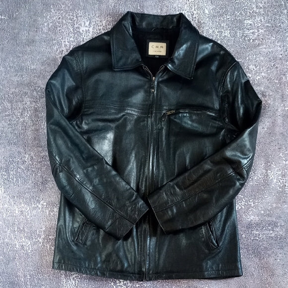 Vintage CMM CANADA Black Leather Jacket for Men