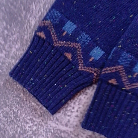 VINTAGE 90s Blue Nortic Patterned Sweater