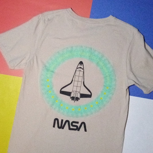 Nasa Spaceship Neon Riot Graphic T-Shirt