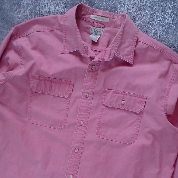 L.L. Bean Men's Casual Pink Button Down Shirt