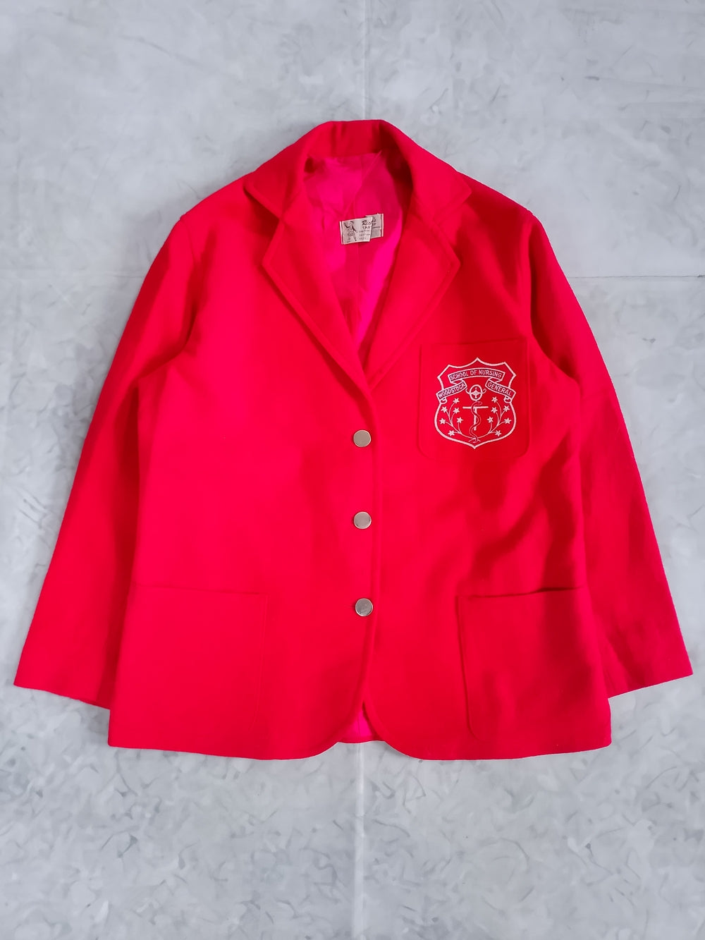 Vintage 50-60s Woodstock School Of Nursing Women's Red Blazer Jacket