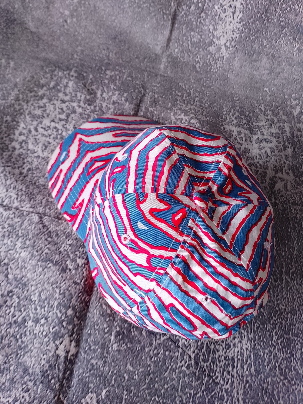 Vintage RED/Blue Zebra Print snap-back Hat