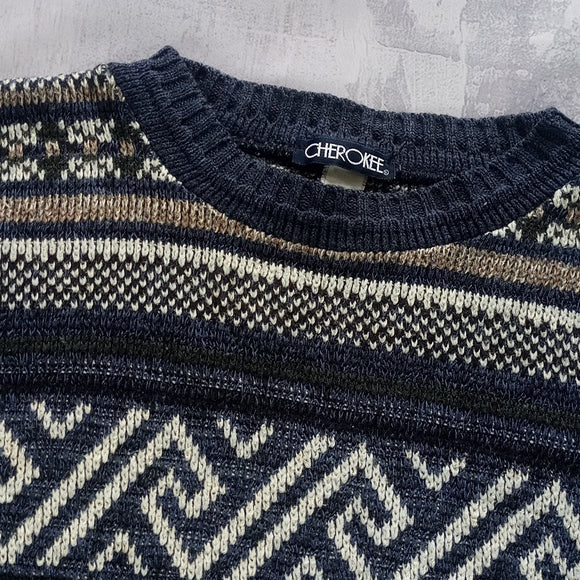 Vintage Dad Sweater Cherokee Crewneck Funky Pattern