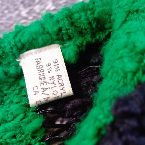 VINTAGE 90s Big Fluffy Wide Arms Green and Black Striped Sweater