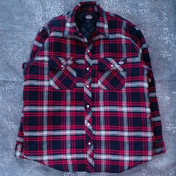 Dickies Red and Black Plaid Flannel Jacket PEARL SNAP