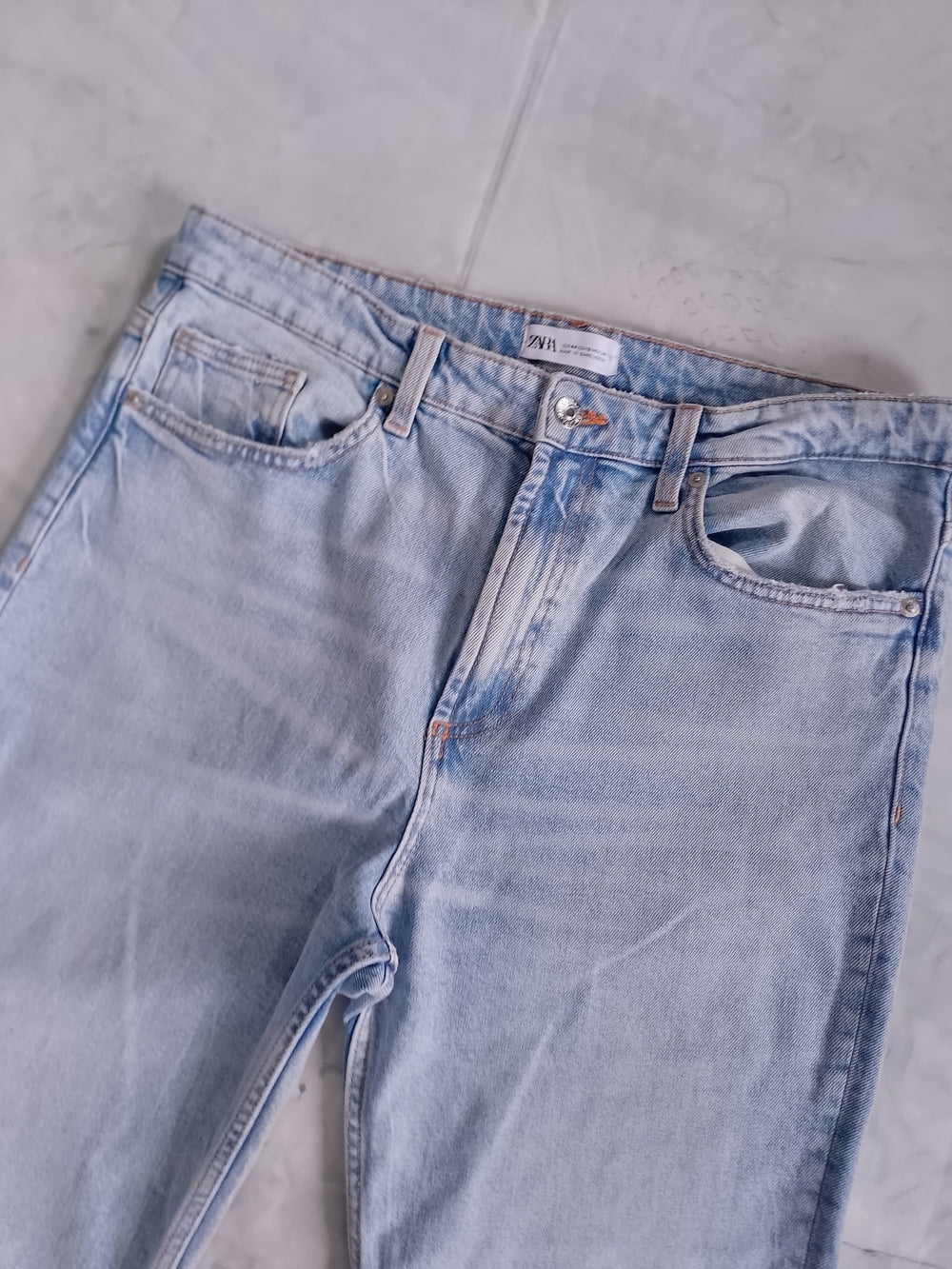 Zara Light Blue Denim Flare Jeans