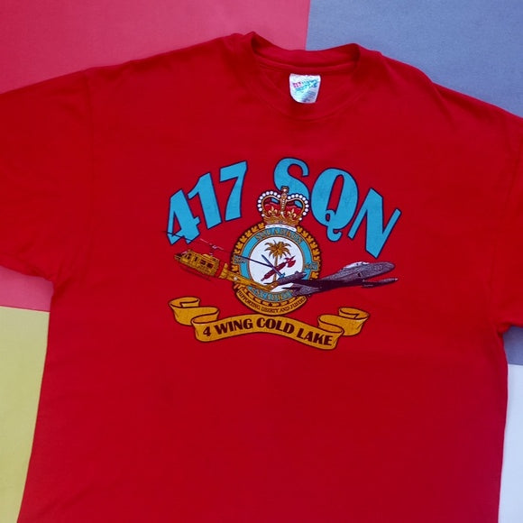 Vintage 90s War Planes 417 SQN 4 Wings Gold Lake 417 Single Stitch T-Shirt