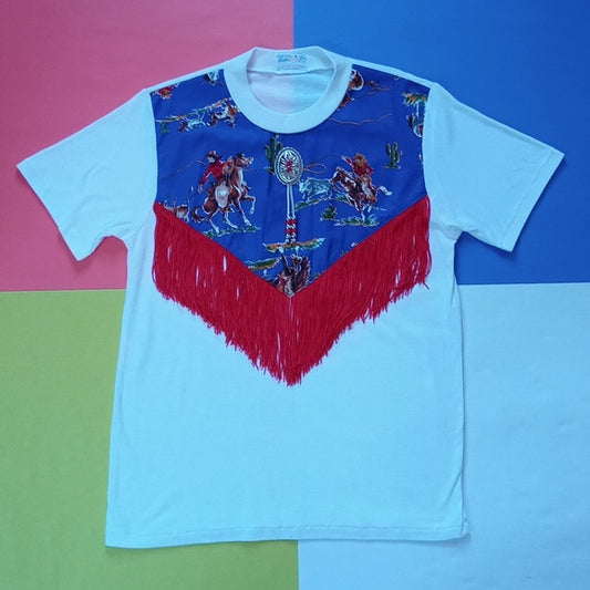 Vintage Western Cowboy Pattern With Fringe T-Shirt