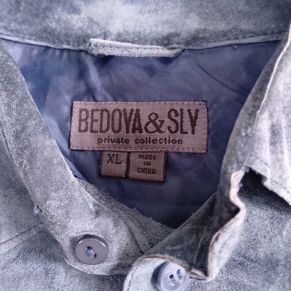 Vintage 90s Men's Blue Suede Button-Up Jacket BEDOYA & SLY