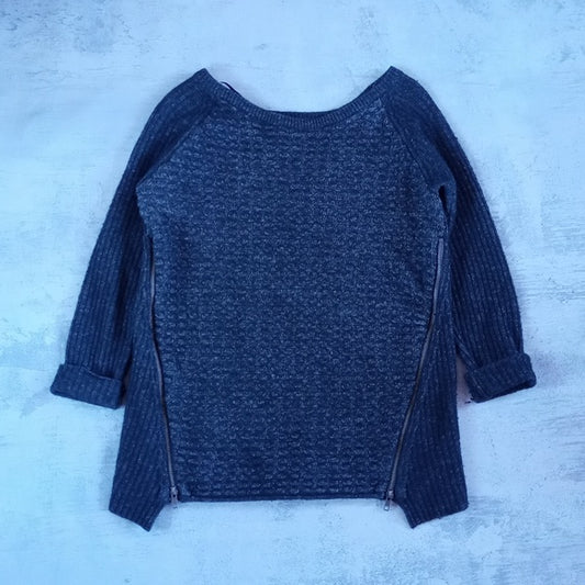 CYNTHIA ROWLEY LAMBSWOOL SWEATER ZIP UP ON SIDE