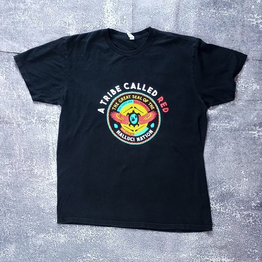 A TRIBE CALLED RED BAND T-SHIRT THE GREAT SEAL OF THE HALLUCI NATION