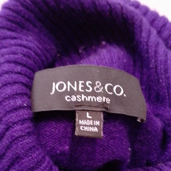 JONES &amp; CO. Cashmere Turtleneck Purple Sweater