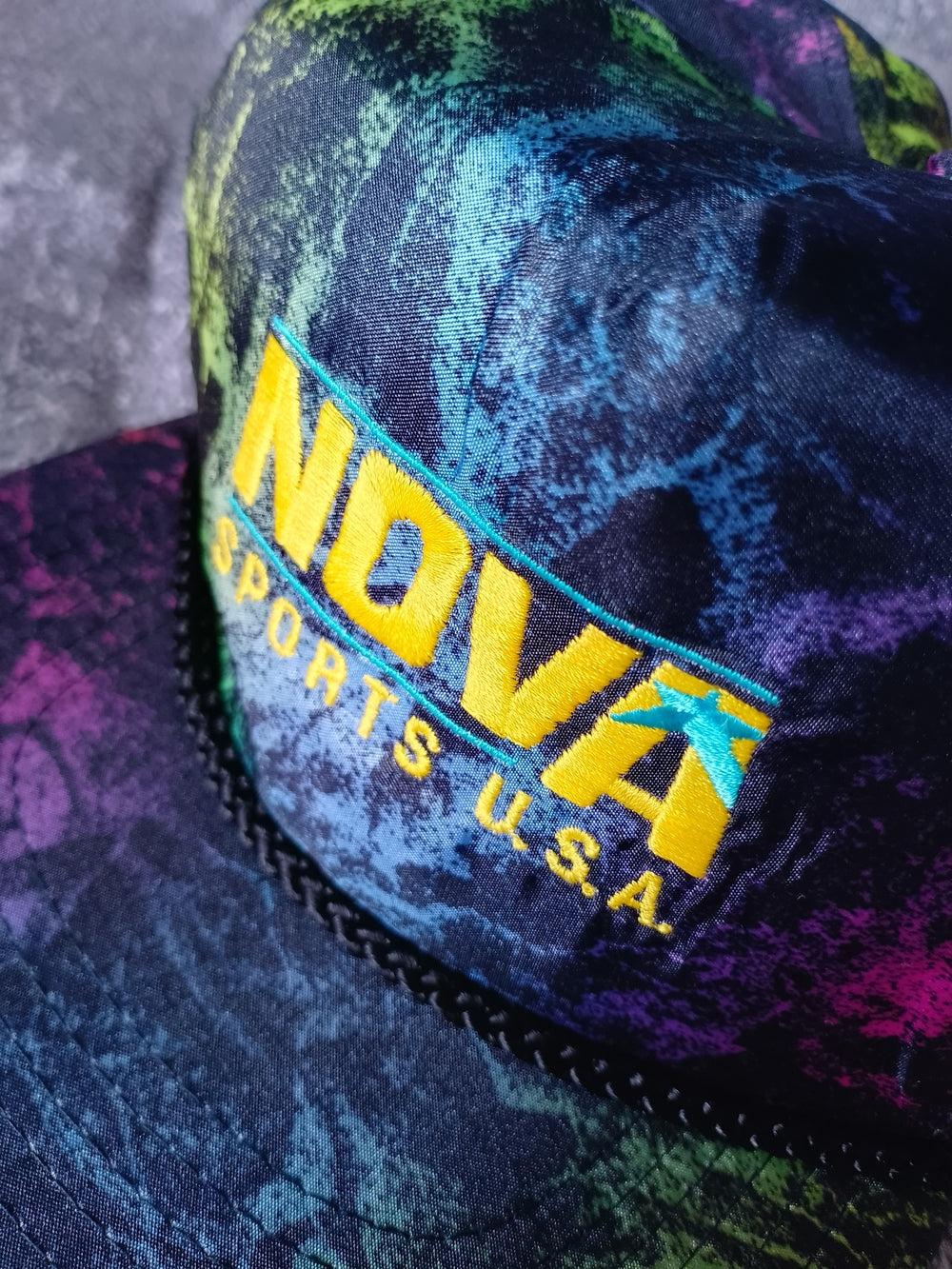 Vintage 90s NOVA SPORTS USA Tie-Dye Snapback