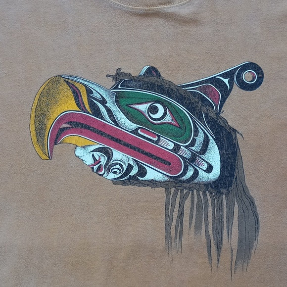 Vintage 90s Indigenous Thunderbird Headdress by Richard Hun Single Stitch Tee