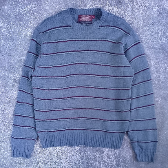 Vintage 80s Winter Harbour Blue Striped Sweater Wintuk Orlon