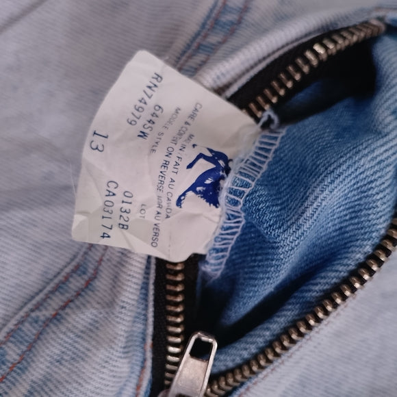 Vintage 90s SANTANA Denim Overalls Shorts Workwear ACID WASH Chain Zipper Detail