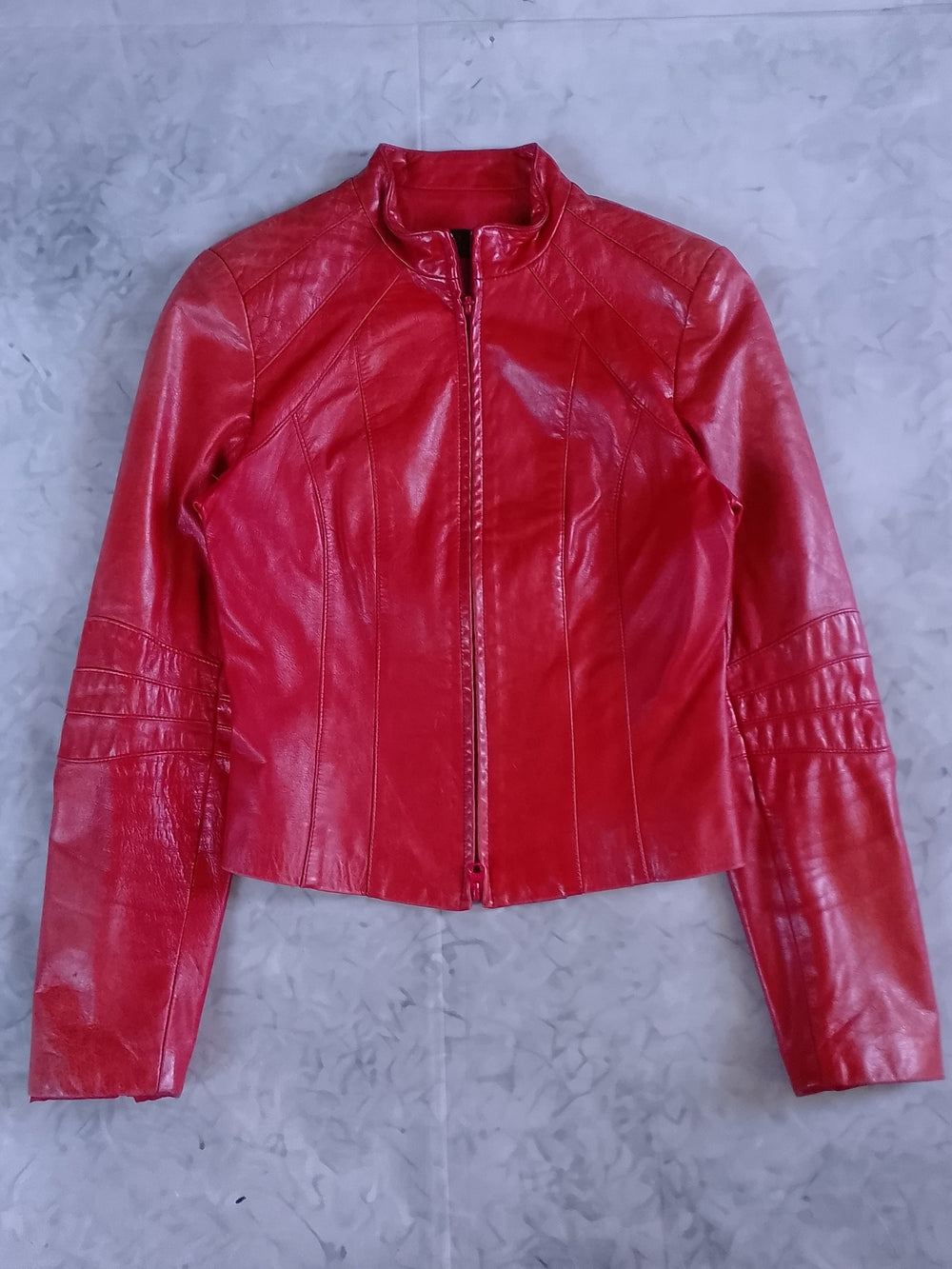 Vitnage DANIER ORANGE Leather Moto Jacket