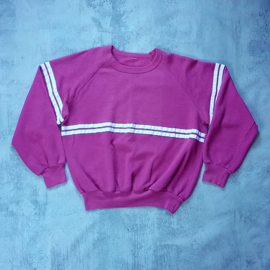VINTAGE 90s Pink Striped Crewneck Sweater Unisex