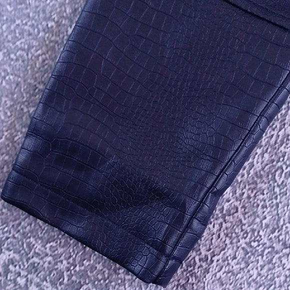 GUESS Black Faux Leather Jacket with Faux Fur Collar