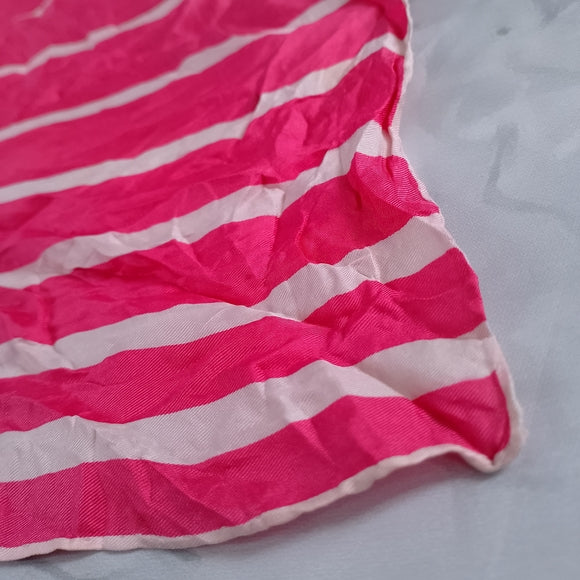 Vintage Style British Silk Handkerchief Scarf Red White Grid Pattern 26”